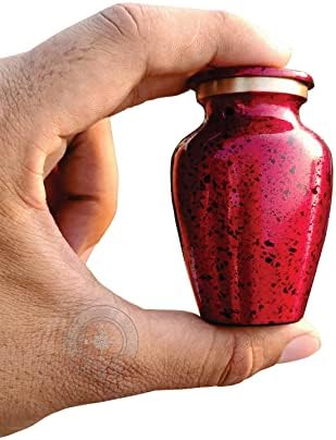 Celebration of Life Mini Red Cremation Urn with Velvet Case