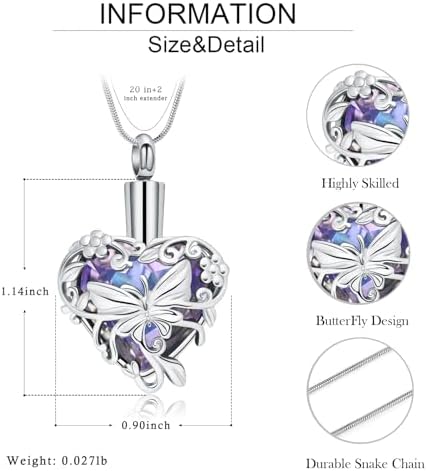 Butterfly Urn Necklace for Cremation Ashes