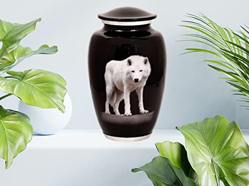 Stylish Aluminum Cremation Urn with Wolf Design