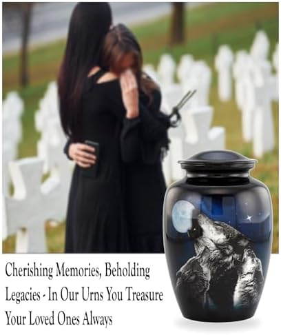 Midnight Wolves Urn - 3 Wolves Cremation Urn for Ashes