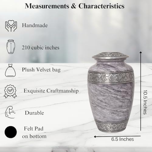 Home Elm Cremation Urn for Human Ashes - Large Gray