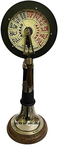 Nautical Brass Telegraph with Wooden Base for Decor