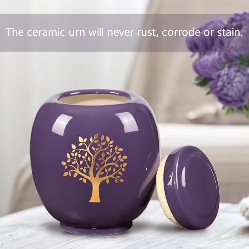 Purple Ceramic Tree of Life Keepsake Urn for Human Ashes