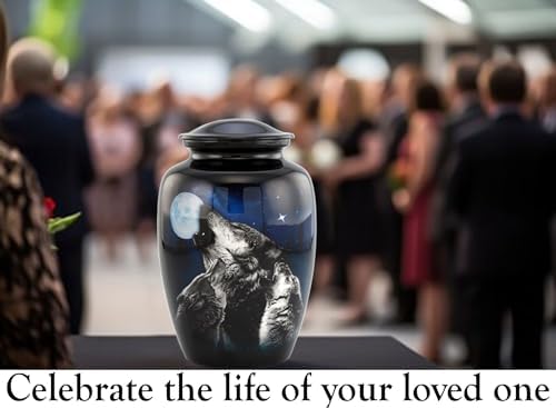 Midnight Wolves Urn - 3 Wolves Cremation Urn for Ashes