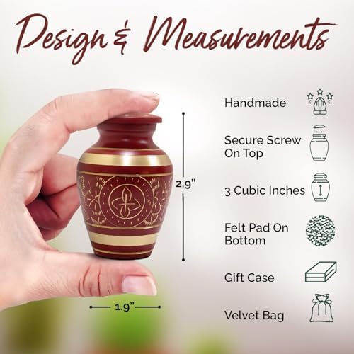 Small Urns for Human Ashes Keepsake - Red Color