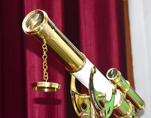 Nautical Brass Telescope with Leather Wrap and Wooden Tripod