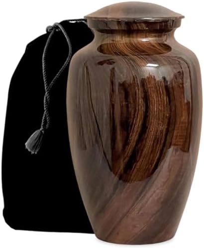 Brazilian Rosewood Cremation Urn for Human Ashes - Aluminum Urn with Polished Finish