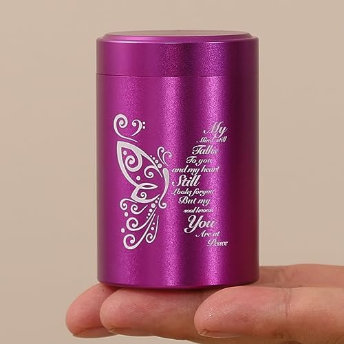 Dioeta Alumnium Mini Cremation Urn - Purple Butterfly Design