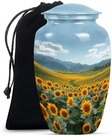 Sunflower Design Decorative Urn for Adult Male Ashes