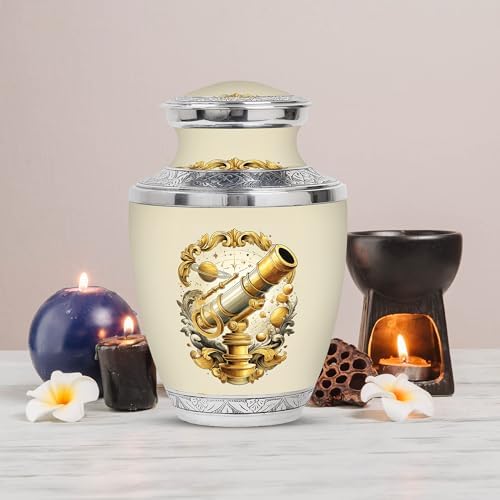 Telescope Cremation Urn 10 Inch White - Memorial Urn for Ashes