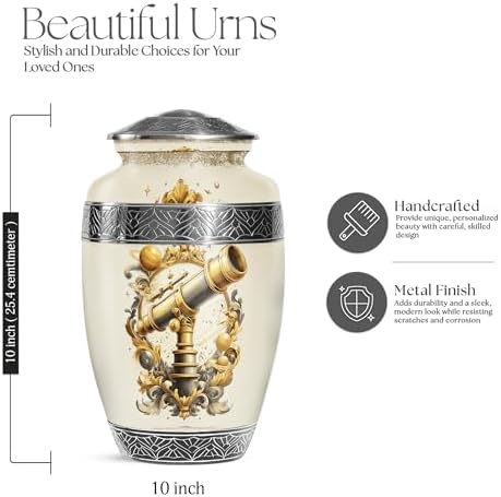 Telescope Urn for Adult Female - White 10-Inch Ash Holder
