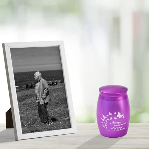 Purple Small Cremation Urns for Human Ashes Keepsake Mini Butterfly Urns