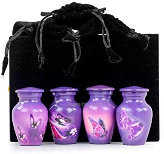 Keepsake Urns Set of 4 Mini Urns with Velvet Box