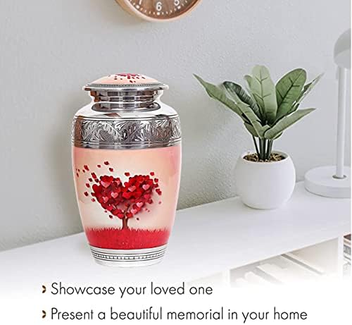 HLC Red Heart Cream Keepsake Urn - Velvet Box Included