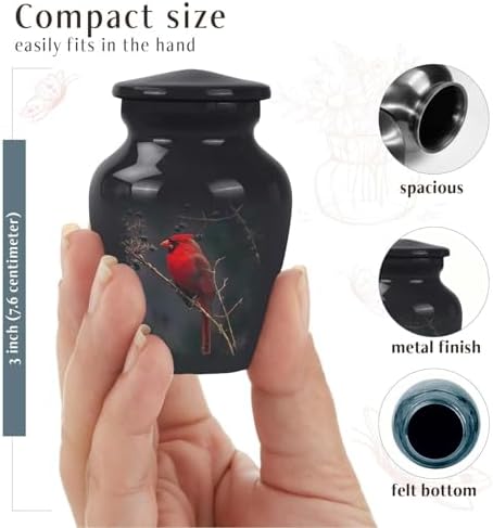 Yatskia Cardinal Bird Mini Urns for Human Ashes Keepsake Pack of 2