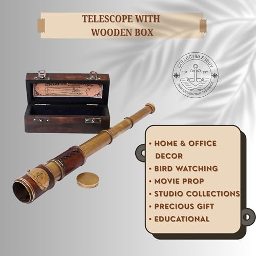 Vintage Brass Marine Telescope with Leather Handle