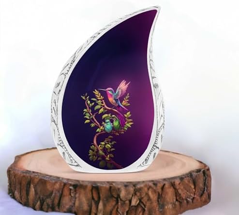 Hummingbird Urn - 10 Inch Metal Cremation Urn for Ashes