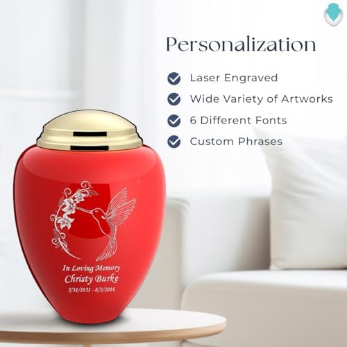 GetUrns Personalized Hummingbird Cremation Urn for Adult Ashes