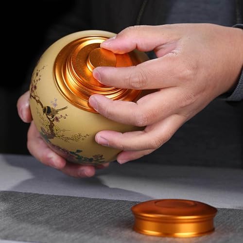 Medium Ceramic Keepsake Urn for Human Ashes - Beautiful Flower and Bird Design