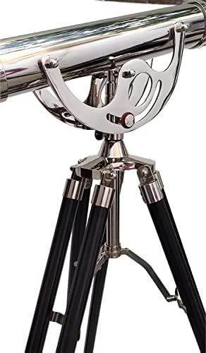 Nautical Vintage Solid Brass Telescope with Black Leather and Chrome Finish