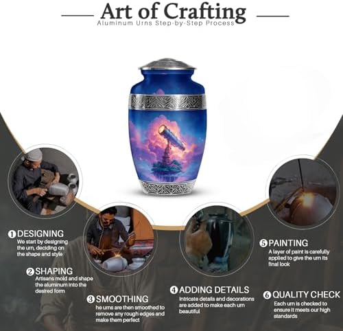 Telescope Cremation Urn - 10 Inch Blue Urn for Human Ashes