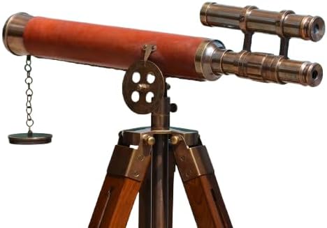 Antique Brass Telescope with Adjustable Tripod Vintage Nautical Decor