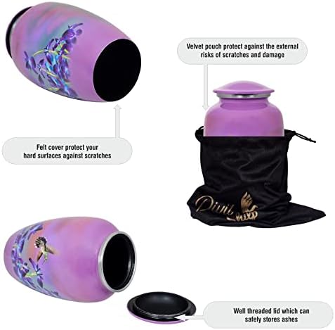 Cremation Urn with Satin Bag Large Handcrafted Hummingbird Design