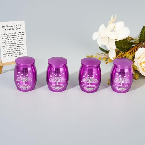 Mini Urns for Ashes Keepsake Set of 4 Purple