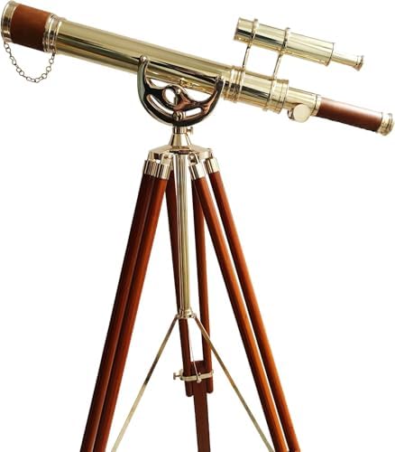 Personalized Vintage Telescope with Brass and Wood