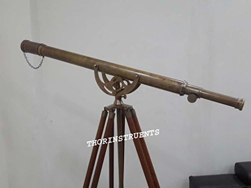 Nautical Brass Telescope with Adjustable Brown Tripod Stand