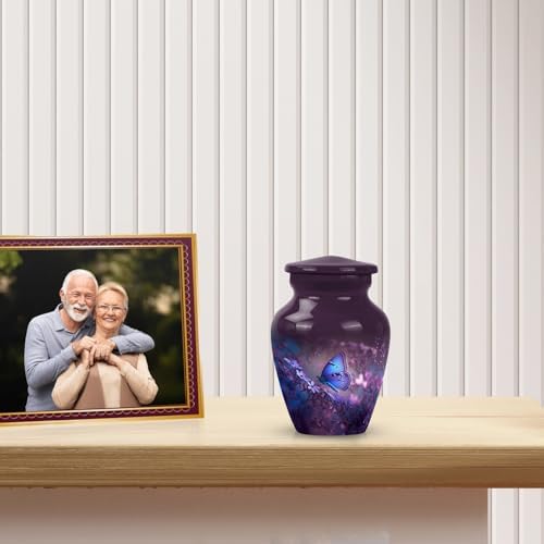Purple Butterfly Urn for Human Ashes 3 Inch