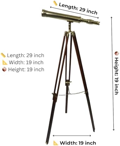 Heritage Lookout 18 Inch Brass Telescope with 10X Magnification and 37mm Lens