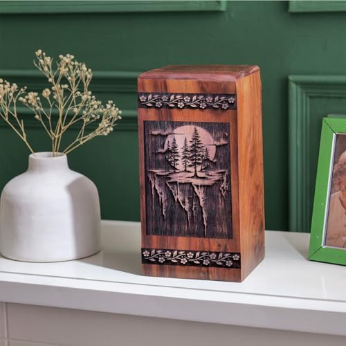 JAGASY 10 Inch Wooden Cremation Urn for Ashes