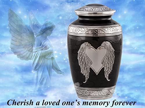 Elegant Angel Wings Cremation Urn - Black Velvet Bag Included