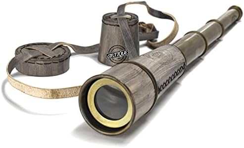 Brass Telescope with Leather Cover and 10X Magnification