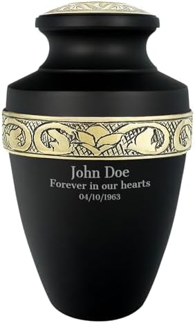 Trupoint Memorials Personalized Cremation Urn Grecian Style Black Urn for Adult