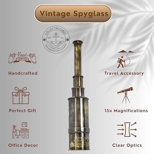 Brass Nautical Telescope 16 Inch Vintage Spyglass with 15x Magnification