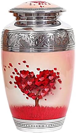 HLC Red Heart Cream Keepsake Urn - Velvet Box Included