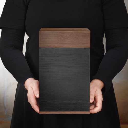 SOITIS Handcrafted Walnut Wood Urn for Ashes - Large Adult Cremation Urn with Bamboo Top and Base