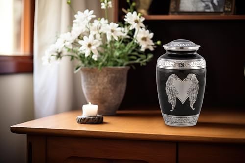 Elegant Angel Wings Cremation Urn - Black Velvet Bag Included
