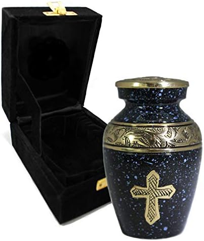 Black Cross Cremation Urn for Adult Male - Handcrafted