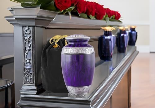 Elegant Purple Cremation Urn for Human Ashes Large Adult Memorial Urn
