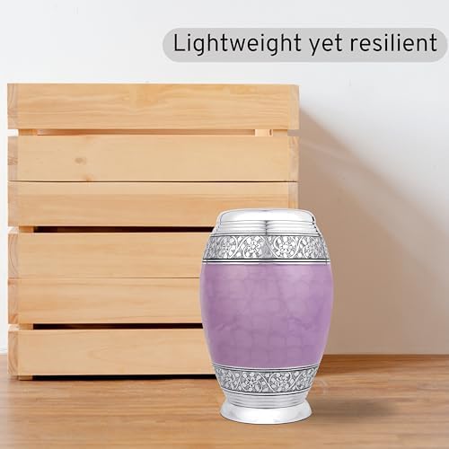 Metal Alloy Cremation Urn - Lavender Silver 105