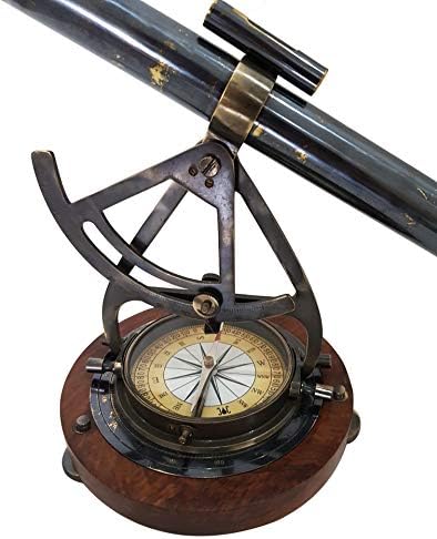 Antique Nautical Brass Alidade Compass with Theodolite Telescope