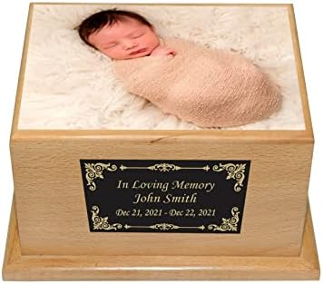 Custom Engraved Baby Cremation Urn Wooden Design