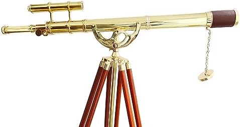 Vintage Brass Telescope with Wooden Tripod 1