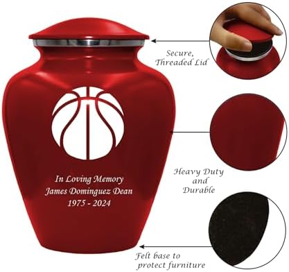 Basketball Cremation Urn for Basketball Lovers Customized Adult Funeral Urn Red Large