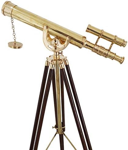 Vintage Double Barrel Brass Telescope Nautical Floor Standing Decor