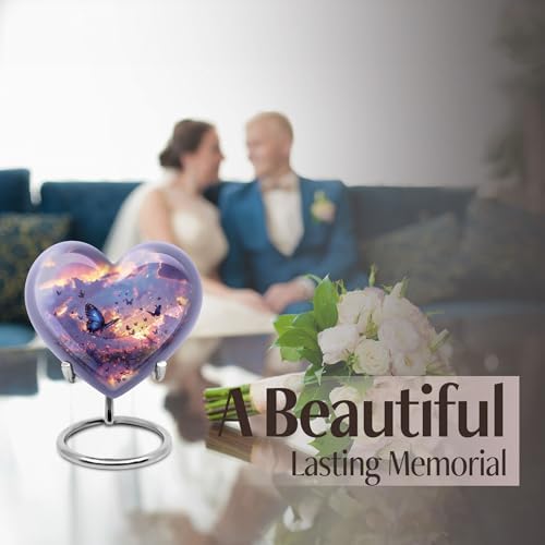 Twilight Butterflies Small Heart Urn for Human Ashes