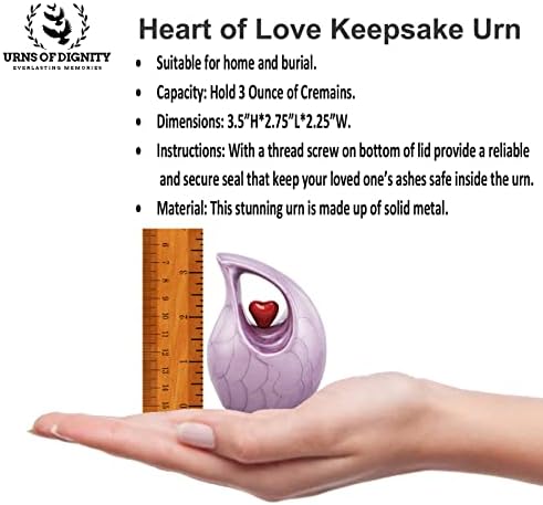 Heart of Love Cremation Urn Purple Red Keepsake 4